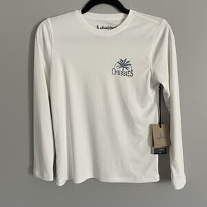 Chubbies White Long Sleeve Rash Guard Surf Shirt Youth Size Medium NWT
